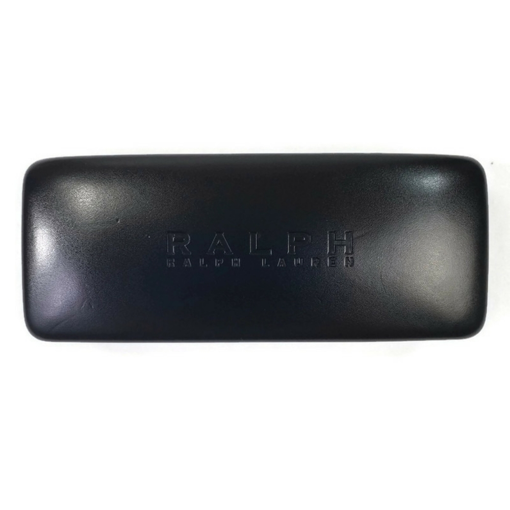 Ralph Ralph Lauren Black Faux Leather Hinged Hard Shell Eyewear Case & Cleaner